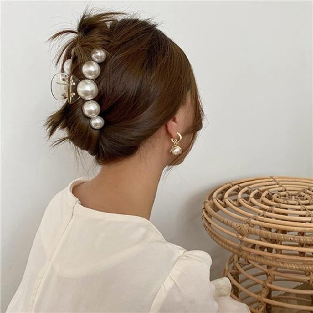 Pearl & Resin Claw Clips (4-Pack) | Durable Non-Slip Hair Accessories